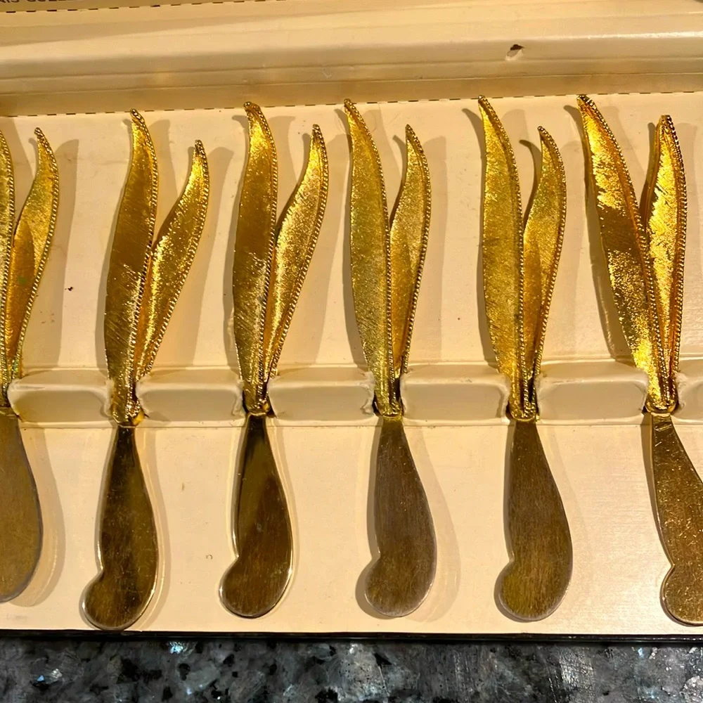 Collectible Rare Vintage 24k Gold Plated Cheese/Butter Spreaders By Janis